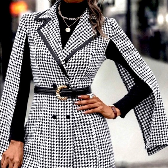NWT, Lavishly Paris Women’s Designer Houndstooth Cloak Style Blazer. - Picture 8 of 16